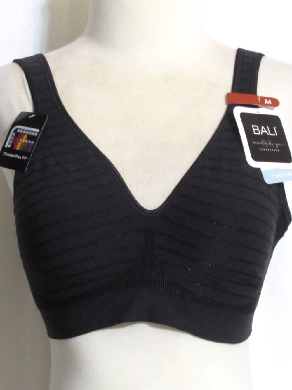 NWT Womens Ladies BALI Black Sealess Underwire Free Comfort Bra 34C ORIG $40